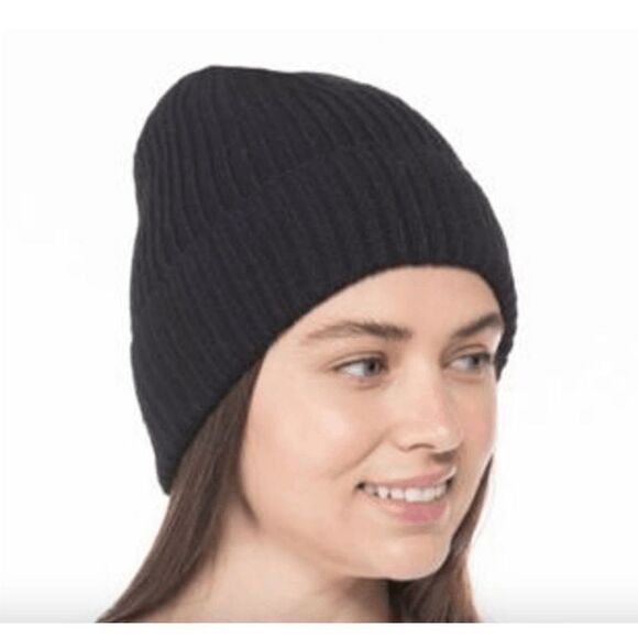 Solid Shine Cuff Beanie - Solid Black Style & Co NWT - Picture 1 of 2